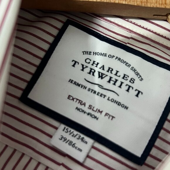 Charles Tyrwhitt Men's Extra Slim Fit Non Iron Shirt 15.5-34 Stripes - Picture 4 of 5